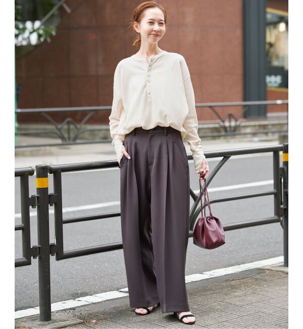 SLOBE IENA「《予約》HANES/ヘインズ SLOBE別注 ヘンリーネックワッフル ロンTEE」|Tシャツ・カットソー|