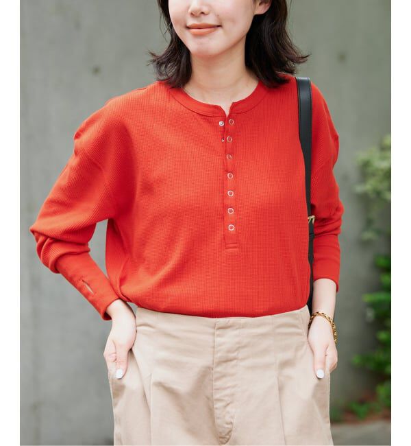 SLOBE IENA「《予約》HANES/ヘインズ SLOBE別注 ヘンリーネックワッフル ロンTEE」|Tシャツ・カットソー|