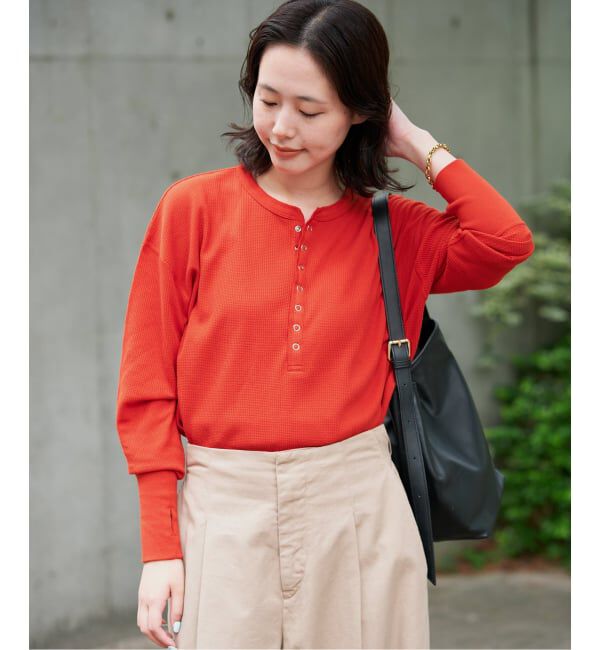 SLOBE IENA「《予約》HANES/ヘインズ SLOBE別注 ヘンリーネックワッフル ロンTEE」|Tシャツ・カットソー|