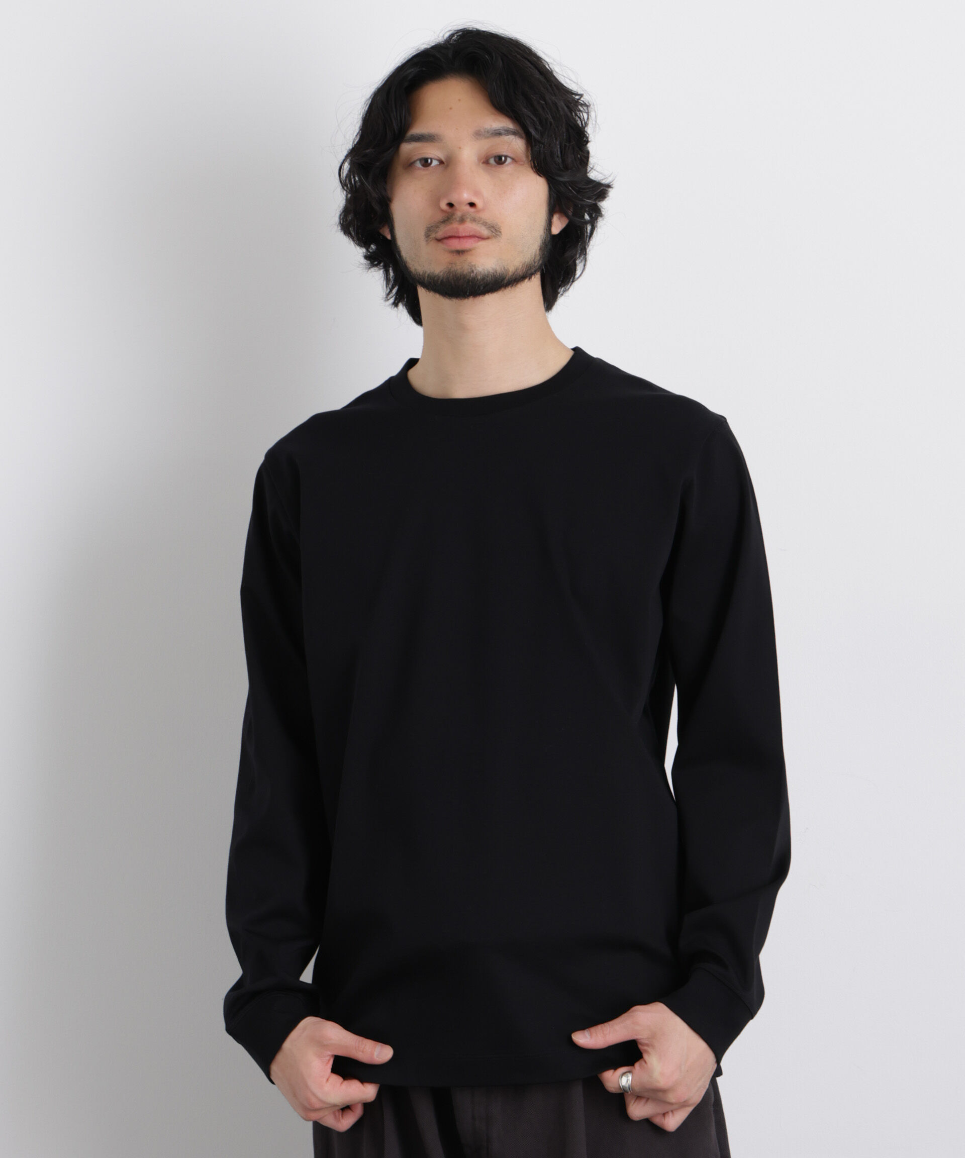 nano･universe「アンチスメルクルーネックTシャツ 長袖」|Tシャツ・カットソー|ブラック