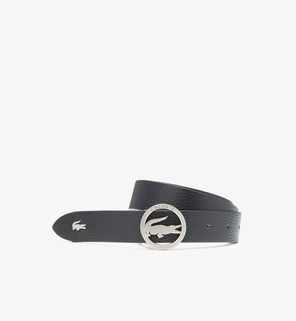 LACOSTE「シルバーサークルバックルベルト」|ベルト|ブラック
