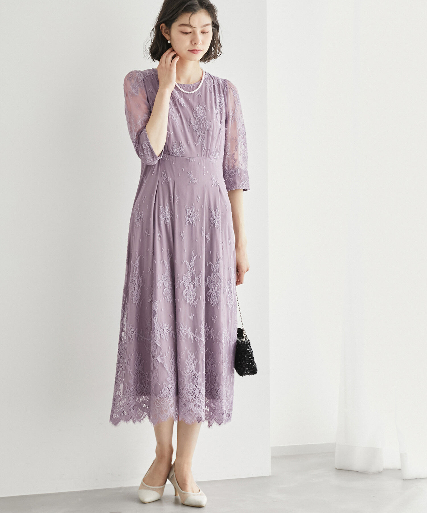 Rope&rsquo;Picnic「【Mon E&rsquo;toile/モンエトワール】結婚式にも/レースタックDRESS」|ドレス|