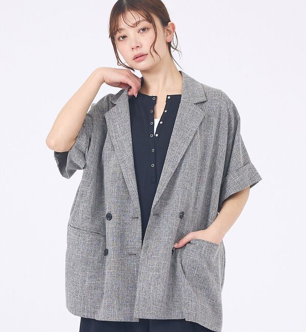 abahouse mavie「【再入荷】ハーフスリーブジャケット」|テーラードジャケット|グレー