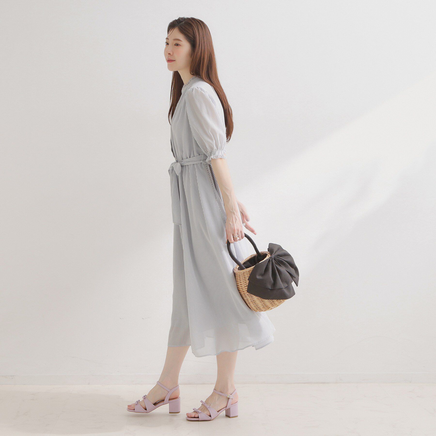 Couture broach「【洗える】シアーストライプ ワンピース」|ワンピース|