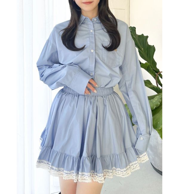 dazzlin「バックリボンオーバーシャツ」|シャツ・ブラウス|ブルー