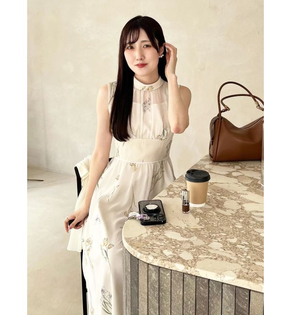 MERCURYDUO「花柄バックレースアップワンピース」|ワンピース|