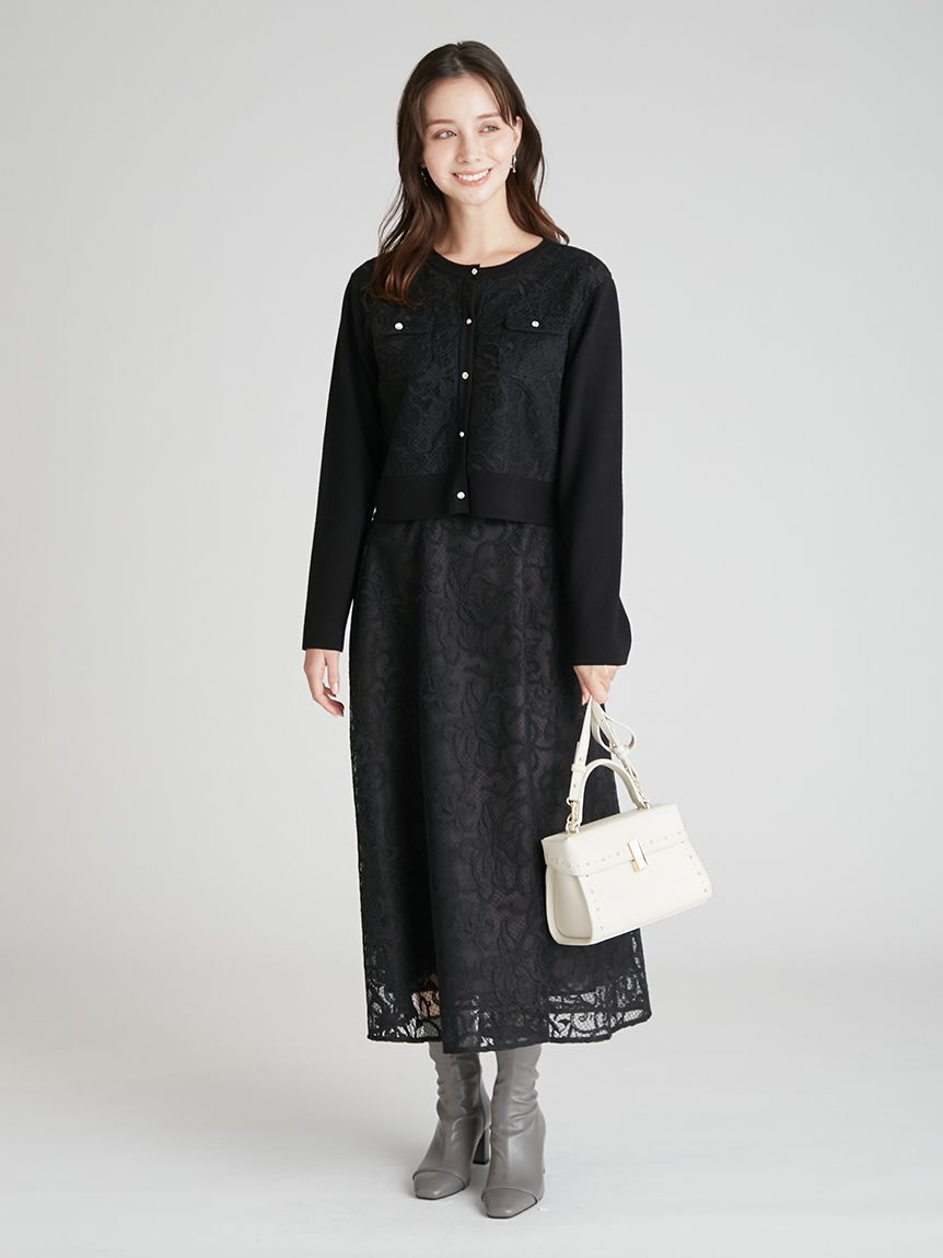 CELFORD「【セットアップ対応】チュール刺繍フレアスカート」|スカート|BLK