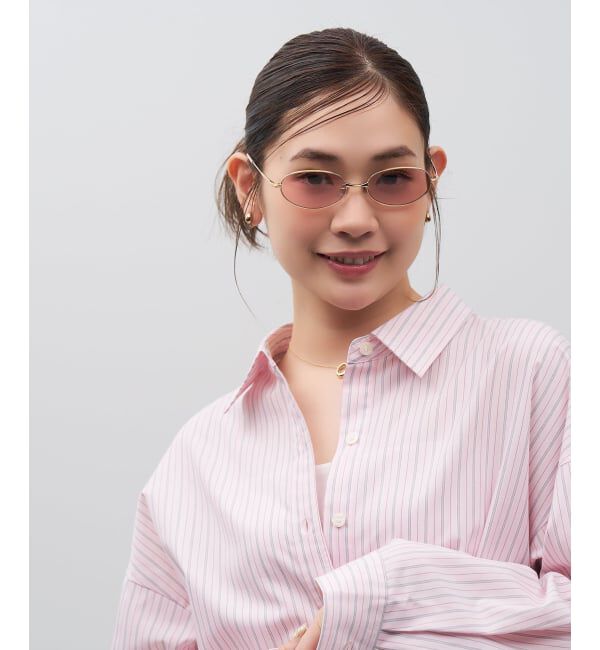  「SUNCUTGlasses/UV100%CUT オーバル型 サングラス | メタルフレーム カラーレンズ  紫外線対策 UVカット」|サングラス|ゴールド3
