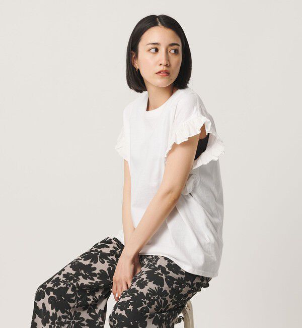 BEAUTY&YOUTH UNITED ARROWS「【WEB限定】＜dahl&rsquo;ia＞フリルスリーブ Tシャツ」|Tシャツ・カットソー|WHITE