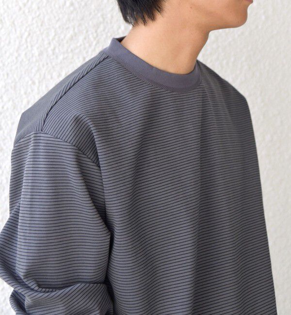 SHIPS any「SHIPS any: デザインリブ ハイゲージ ポンチ マイクロ ボーダー Tシャツ (ロンT)◇」|Tシャツ・カットソー|
