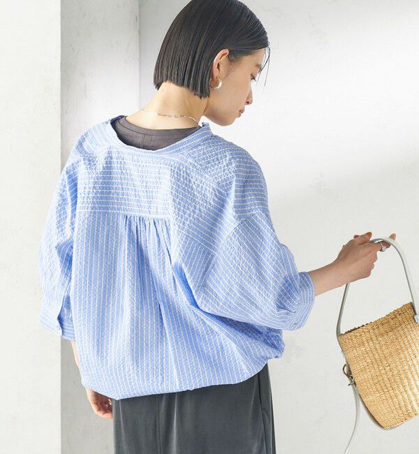 SHIPS for women「《一部予約》〈手洗い可能〉サッカー 裾 ドロスト メタル ボタン シャツ 2」|シャツ・ブラウス|