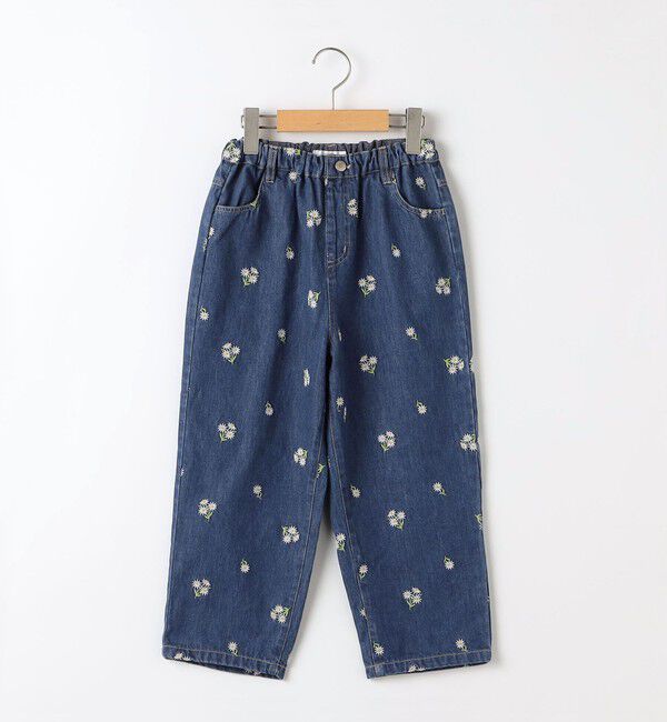SHIPS KIDS:140～150cm/フラワー エンブロイダリー デニム パンツ