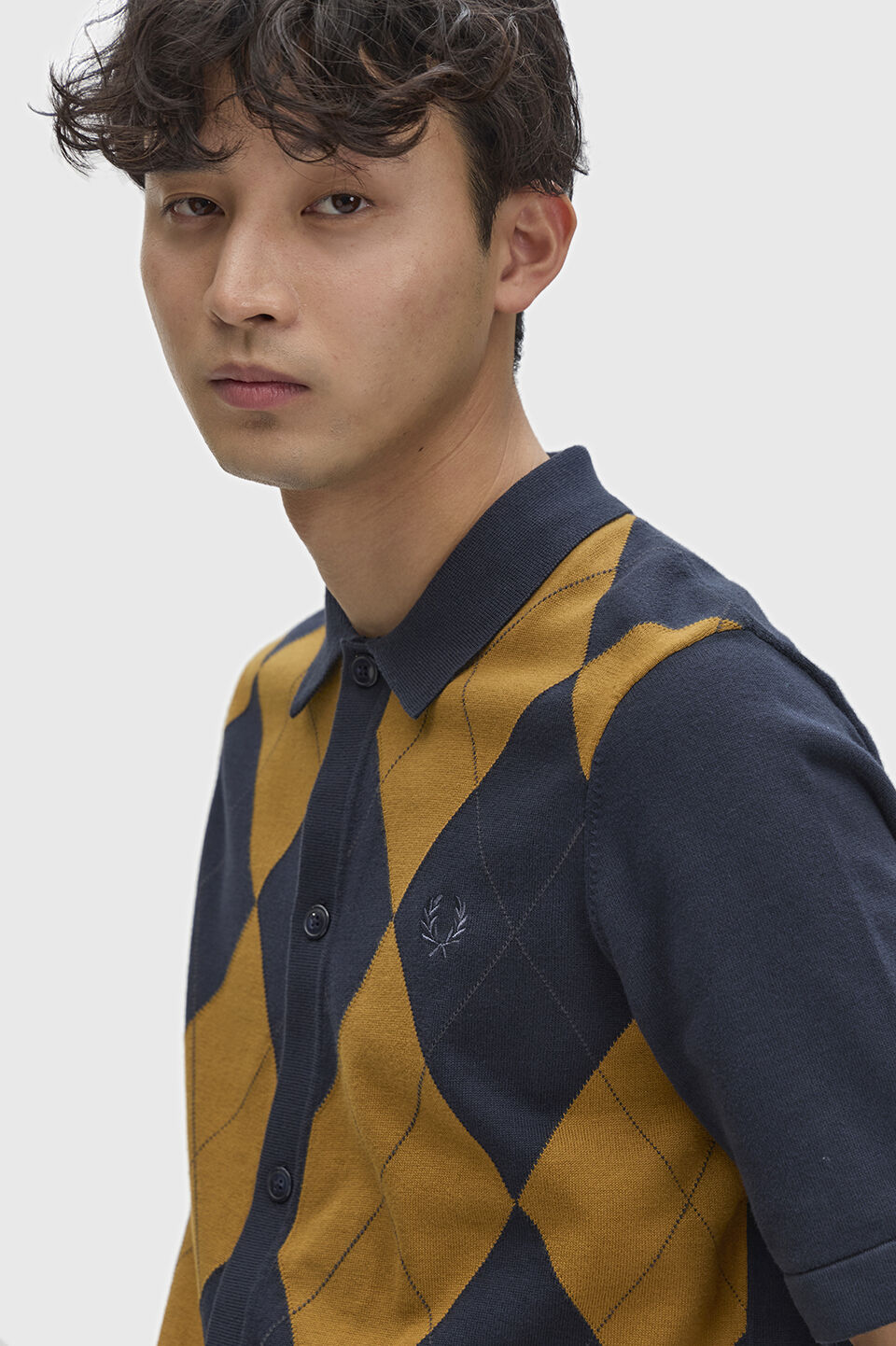 FRED PERRY 「Argyle Button Through Knitted Shirt／アーガイルニットポロシャツ」|ポロシャツ|