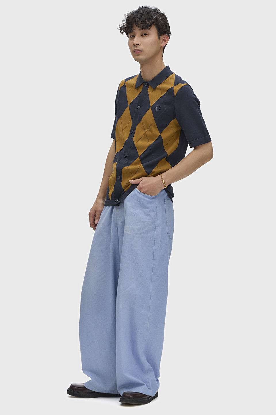 FRED PERRY 「Argyle Button Through Knitted Shirt／アーガイルニットポロシャツ」|ポロシャツ|