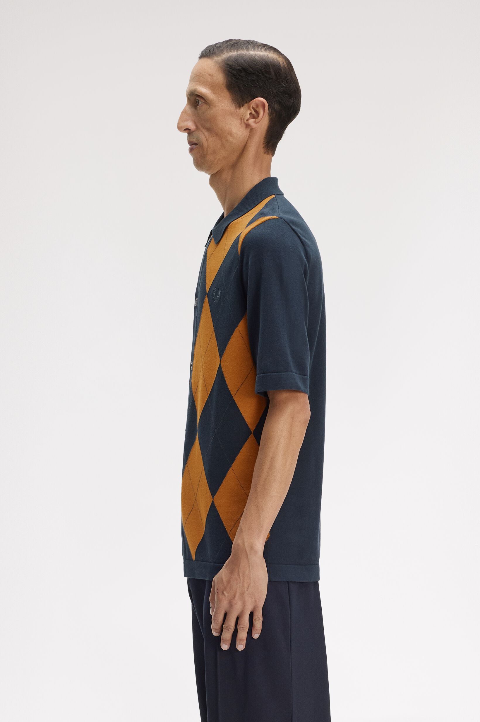 FRED PERRY 「Argyle Button Through Knitted Shirt／アーガイルニットポロシャツ」|ポロシャツ|