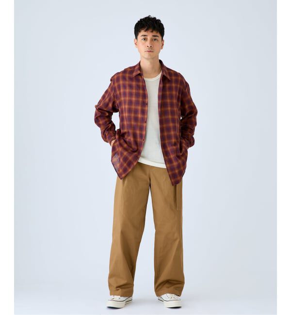 予約》ETS.MATERIAUX(マテリオ) チェック フレンチ ワーク シャツ
