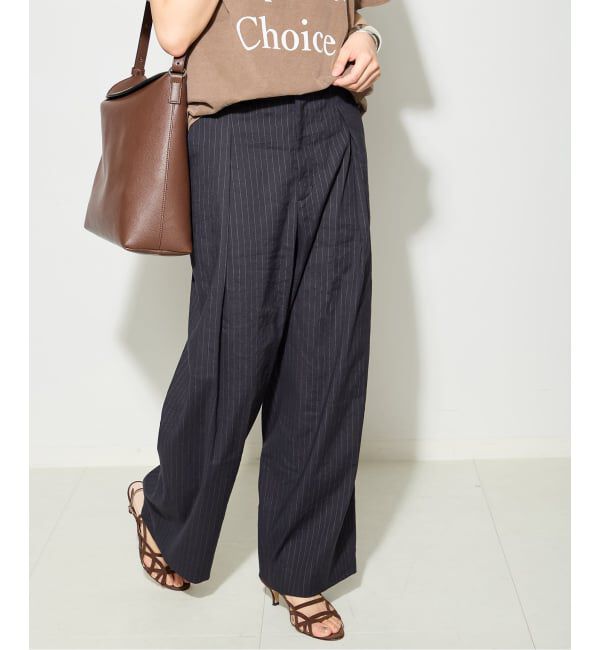 journal standard L'essage「バイオリネン ワイドタックパンツ」|スラックス|