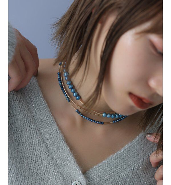 Lilas by Spick&Span「4パイプモチーフ3mmインディゴパールネックレス K10」|ネックレス|