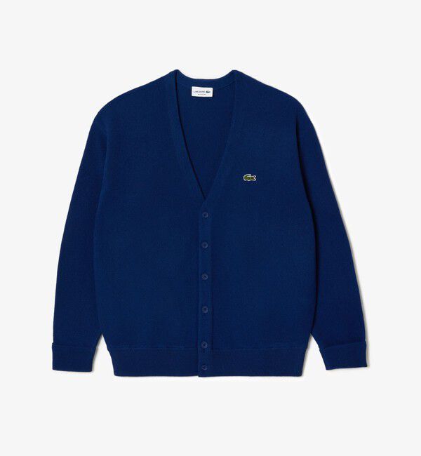 LACOSTE「ガーター編みVネックカーディガン」|カーディガン|