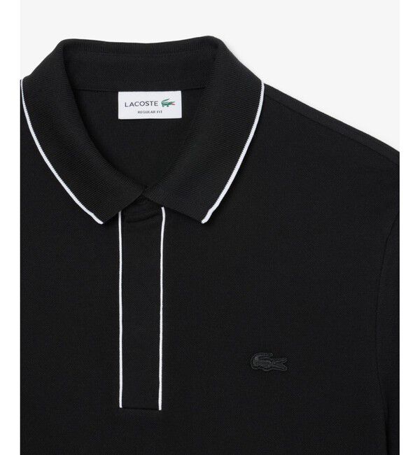 LACOSTE「オーガニックコットン ストレッチ鹿の子 配色パイピング比翼ポロシャツ」|ポロシャツ|