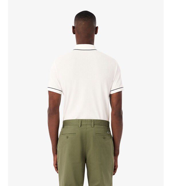 LACOSTE「オーガニックコットン ストレッチ鹿の子 配色パイピング比翼ポロシャツ」|ポロシャツ|