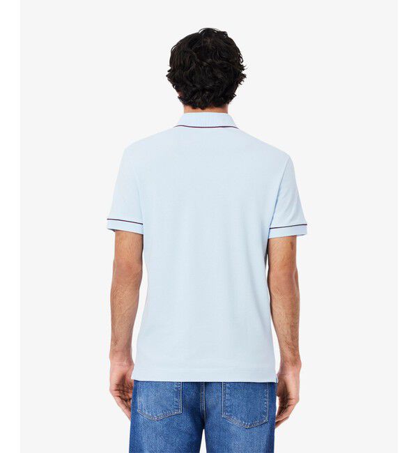 LACOSTE「オーガニックコットン ストレッチ鹿の子 配色パイピング比翼ポロシャツ」|ポロシャツ|