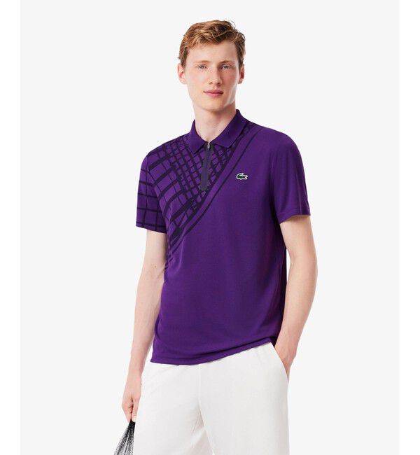 LACOSTE「アシンメトリーラケットグラフィックウルトラドライポロシャツ」|ポロシャツ|バイオレット