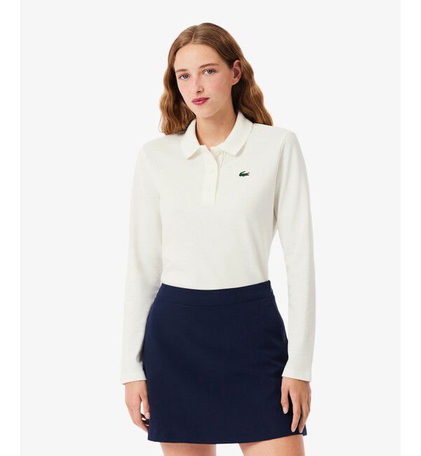 LACOSTE「ヒートレギュレーション＆UVカット鹿の子ゴルフポロシャツ」|ポロシャツ|ホワイト