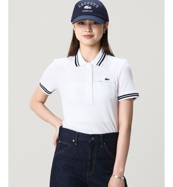 LACOSTE「フランスメイド ナローリブニット スリムフィットポロシャツ」|ポロシャツ|