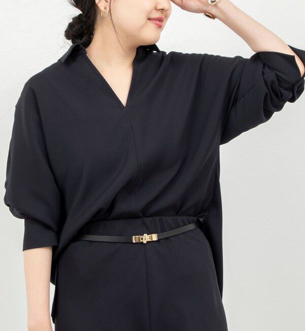 NOLLEY'S sophi「【一部WEB限定カラーアイテム】《セットアップ対応》ウォッシャブルツイルスキッパーシャツ」|シャツ・ブラウス|ネイビー