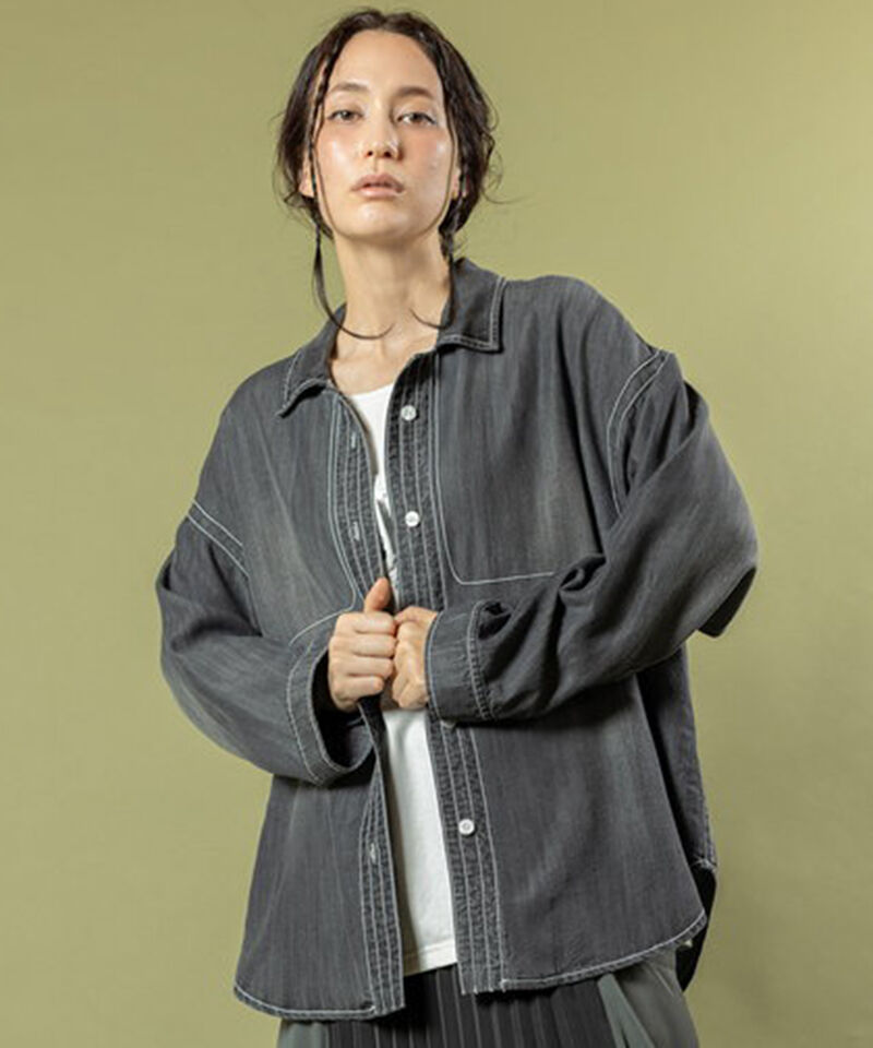  「セルロースデニムステッチシャツ」|シャツ・ブラウス|BLACK