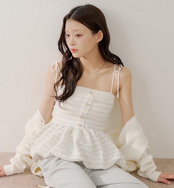  「【WEB限定カラーあり】ペプラムニットベアトップス」|ニット・セーター|