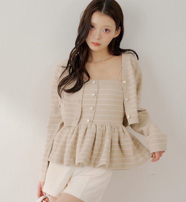  「【WEB限定カラーあり】ペプラムニットベアトップス」|ニット・セーター|