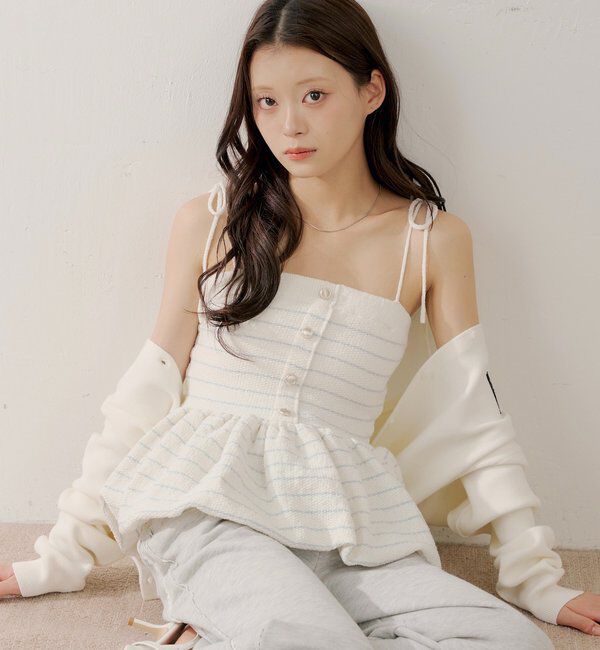 「【WEB限定カラーあり】ペプラムニットベアトップス」|ニット・セーター|ホワイトその他1