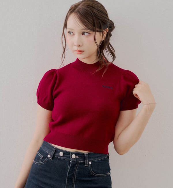  「パフスリーブロゴ刺繍ニット」|ニット・セーター|