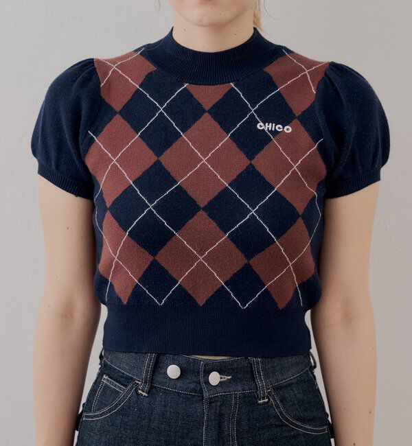  「パフスリーブロゴ刺繍ニット」|ニット・セーター|