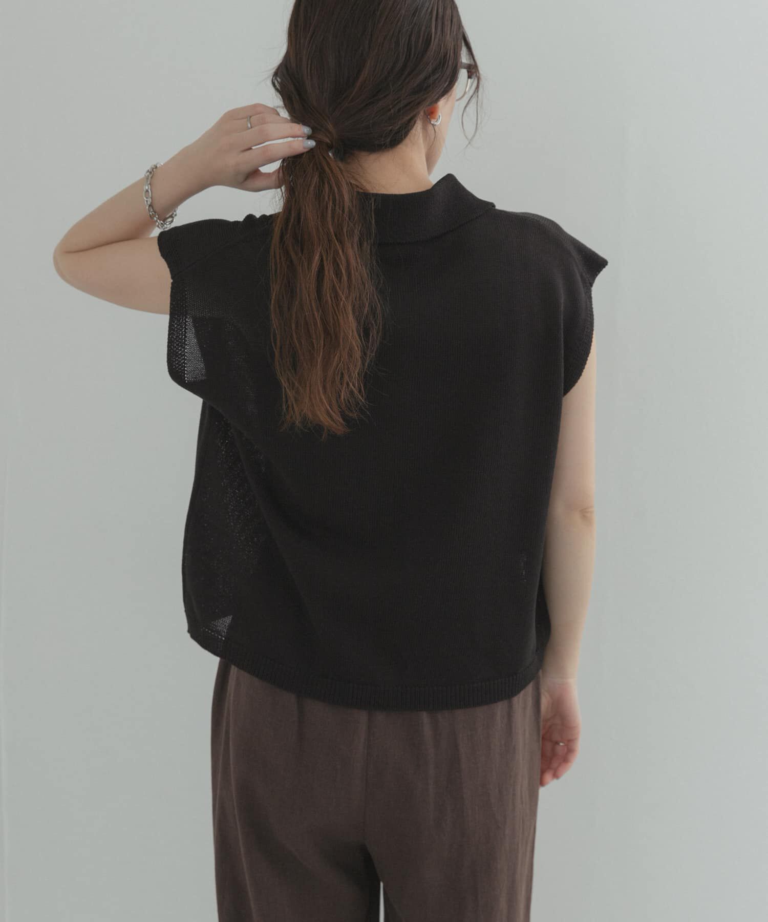 URBAN RESEARCH DOORS「『WEB限定』フレンチスリーブポロニット」|ニット・セーター|