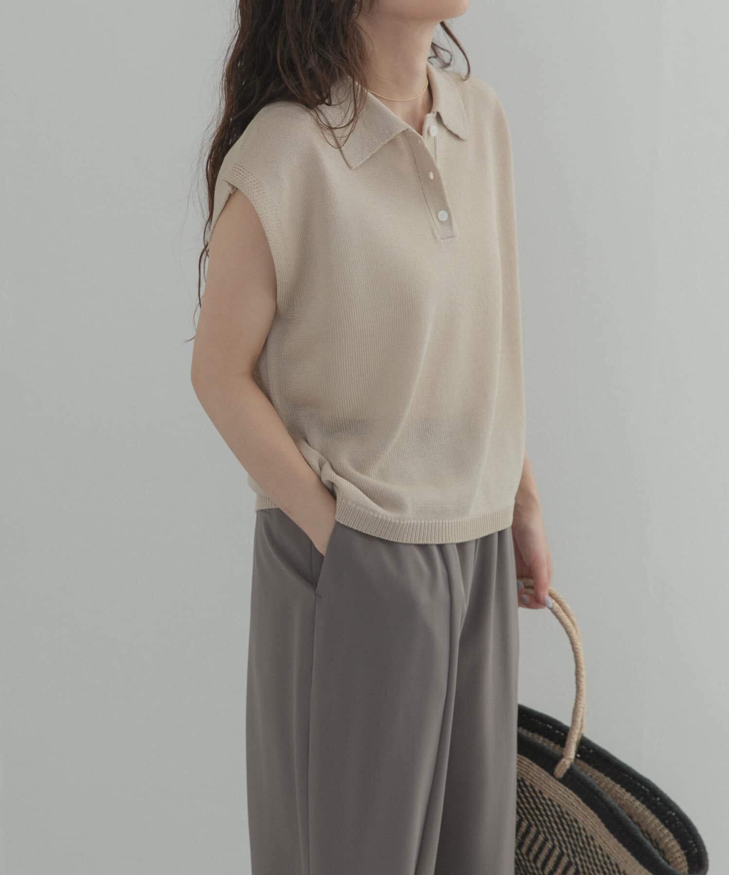 URBAN RESEARCH DOORS「『WEB限定』フレンチスリーブポロニット」|ニット・セーター|