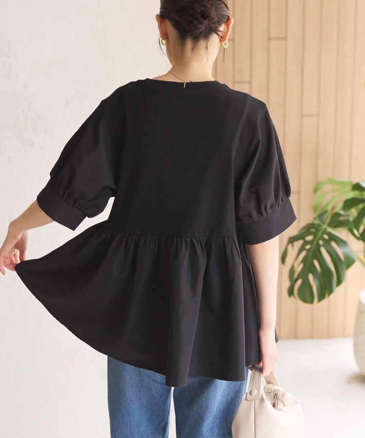 AMERICAN HOLIC「【WEB限定】異素材切替ペプラムプルオーバー」|Tシャツ・カットソー|