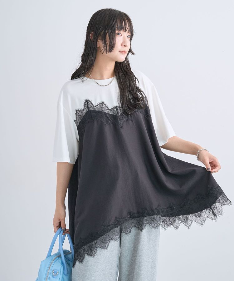 Green Parks「レースキャミドッキングプルオーバー」|Tシャツ・カットソー|Black