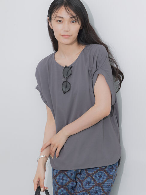 Te chichi「【多機能】ターンバックTEE」|Tシャツ・カットソー|チャコールグレー