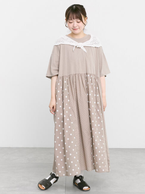 Samansa Mos2「【接触冷感】ドッキングワンピース」|ワンピース|モカベージュ