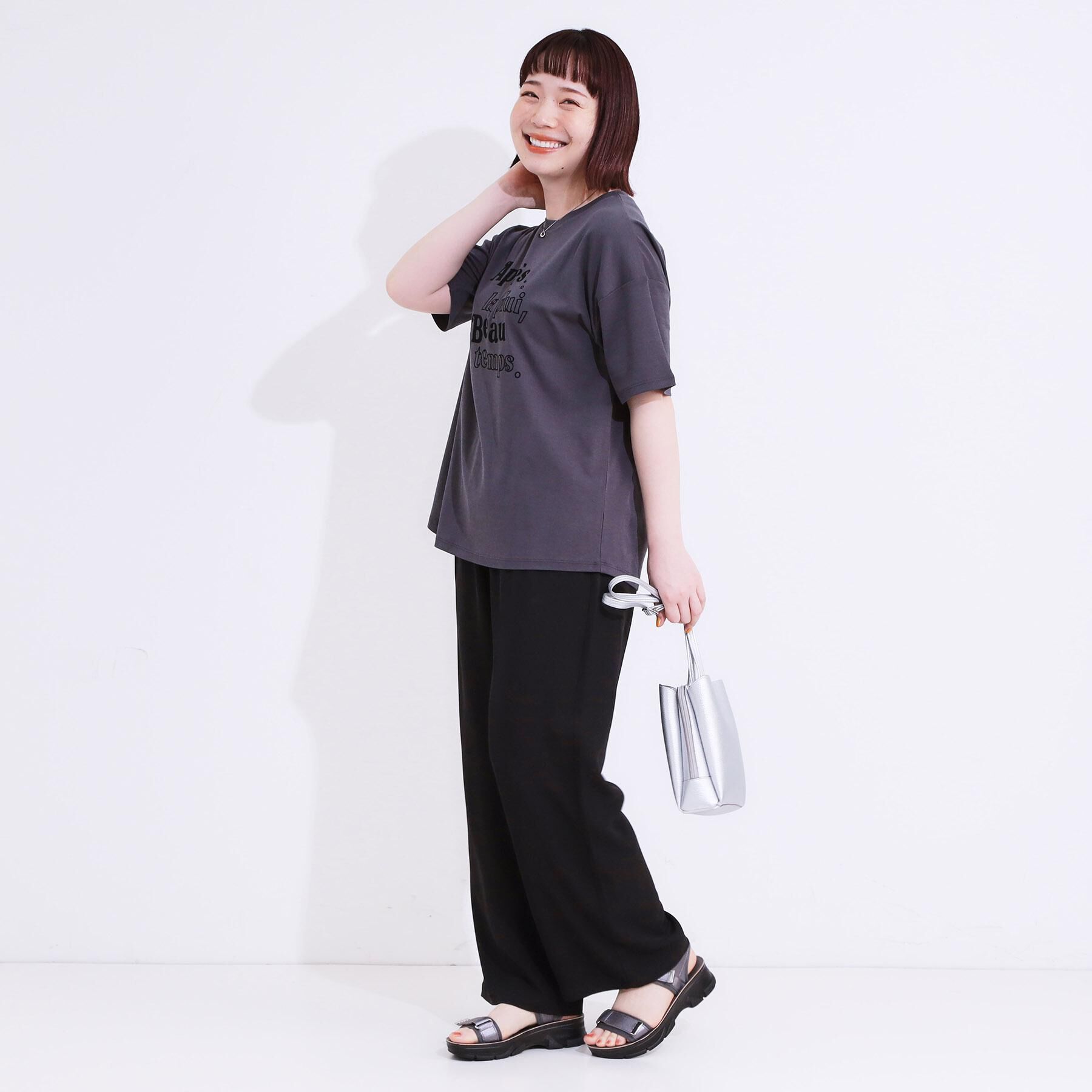 SHOO･LA･RUE「【洗える/ひんやり/UV/SS-3L】さらさらぷるんワイドパンツ」|その他|