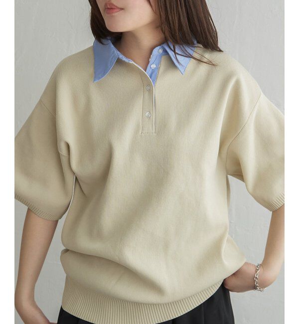 VENCE share style「シャツ襟 半袖ポロニット」|シャツ・ブラウス|