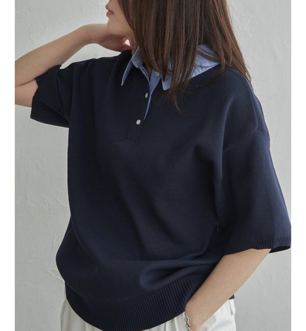 VENCE share style「シャツ襟 半袖ポロニット」|シャツ・ブラウス|