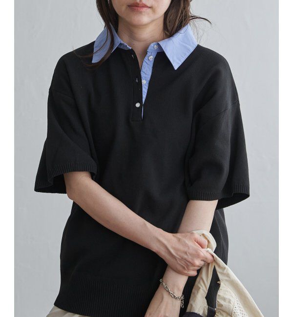VENCE share style「シャツ襟 半袖ポロニット」|シャツ・ブラウス|