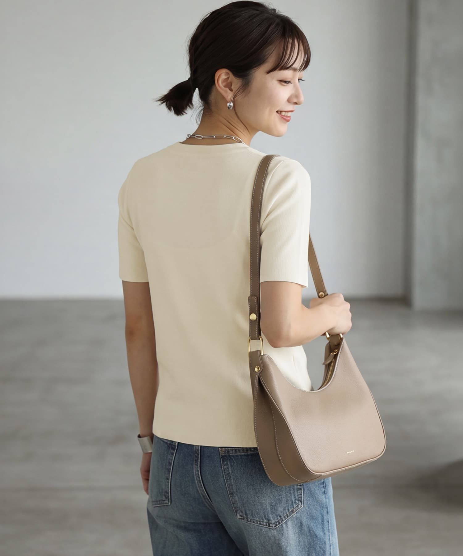 STYLE DELI「さらさら前ギャザー半袖ニットトップス」|Tシャツ・カットソー|