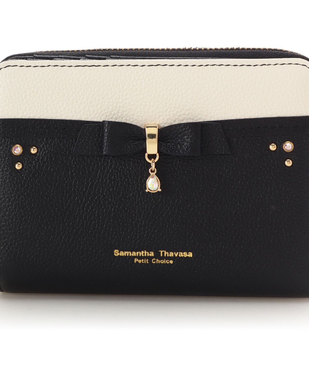 Samantha Thavasa Petit Choice「バイカラーリボンビジューラウンド二つ折り」|財布|