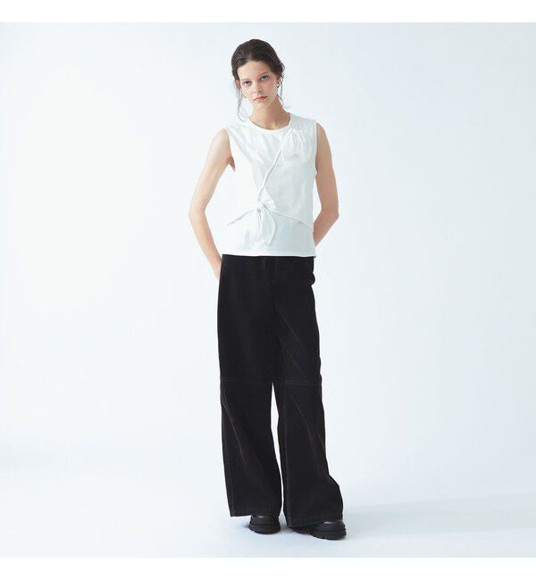 Ray BEAMS 「アシンメトリー リボン ノースリーブ」|Tシャツ・カットソー|