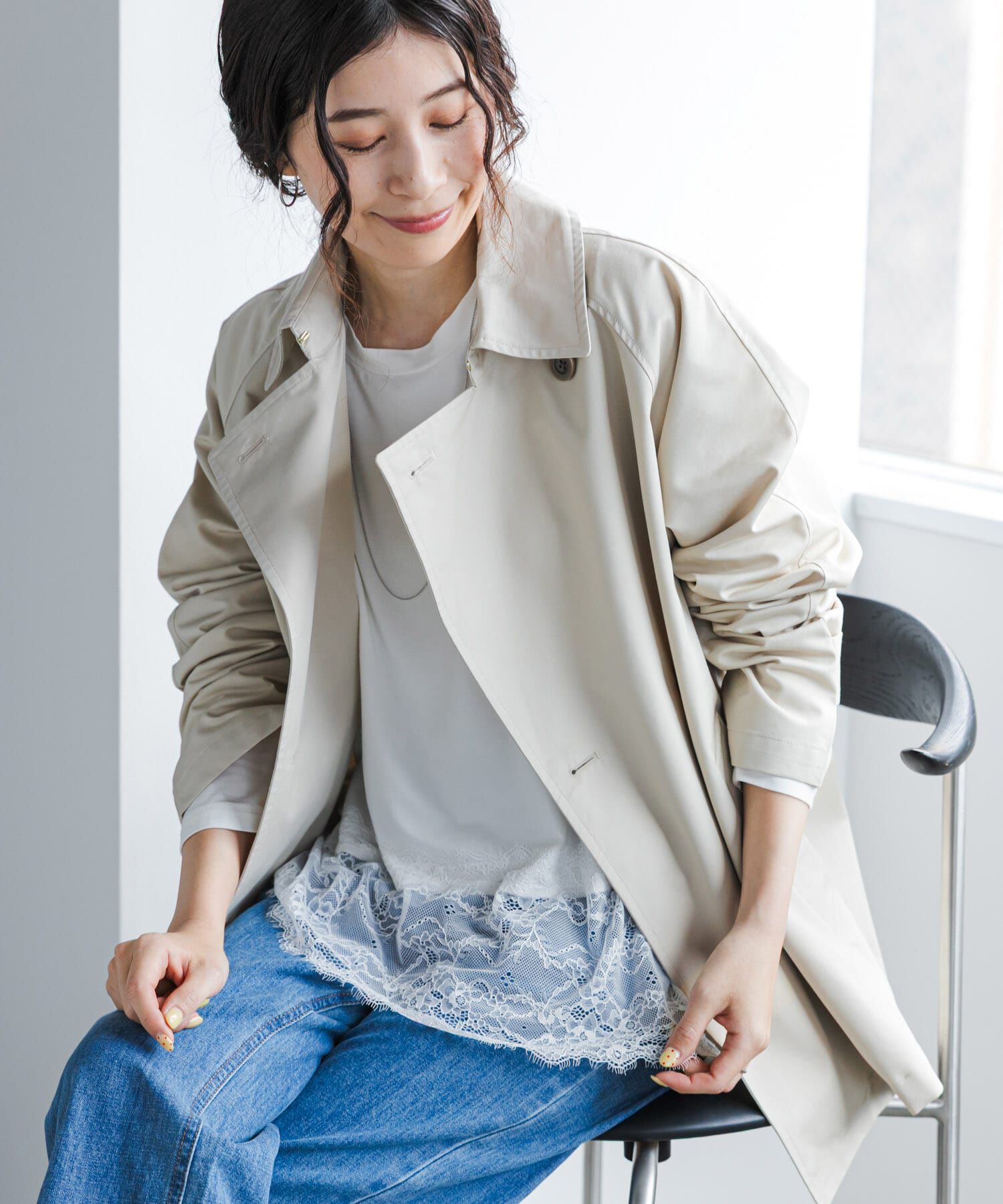 URBAN RESEARCH DOORS「レースドッキングカットソー」|Tシャツ・カットソー|